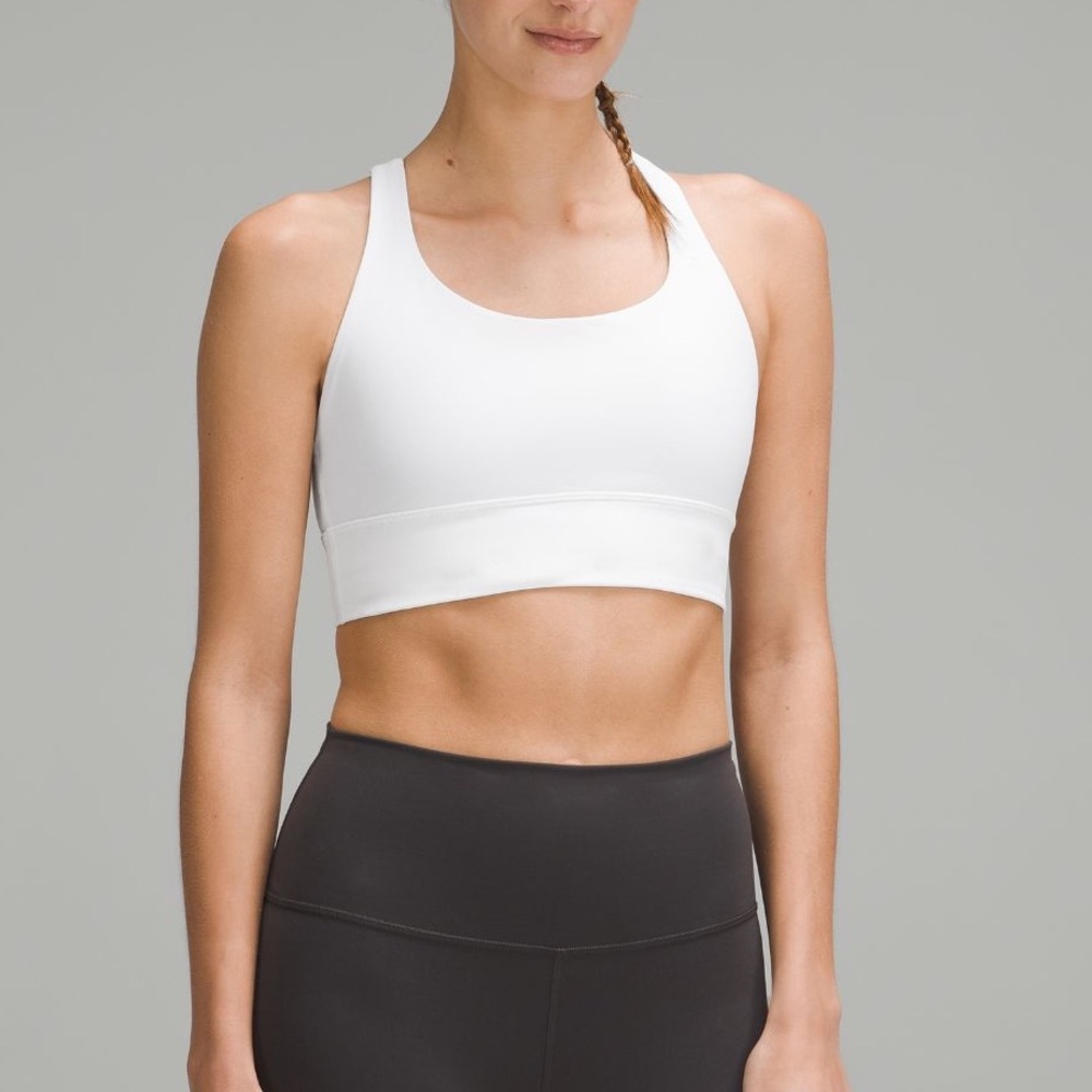 white lululemon longline energy bra